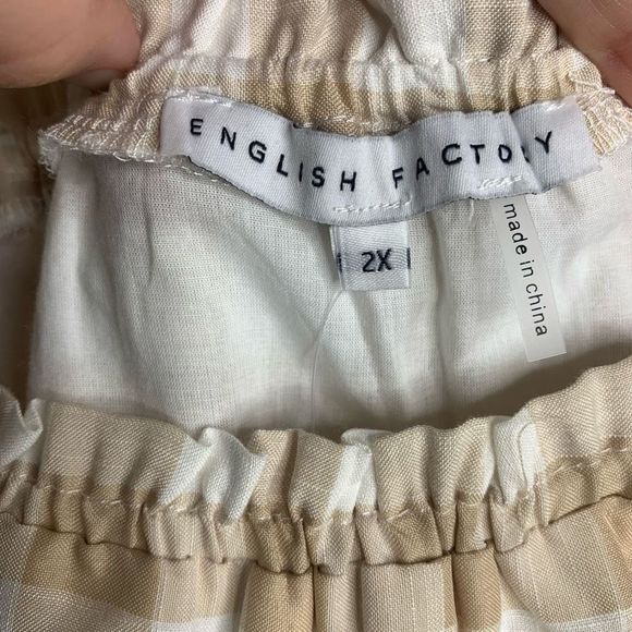 English Factory Women's Cream & White Plaid Off-The-Shoulder Blouse Size 2X NWT - Picture 7 of 10